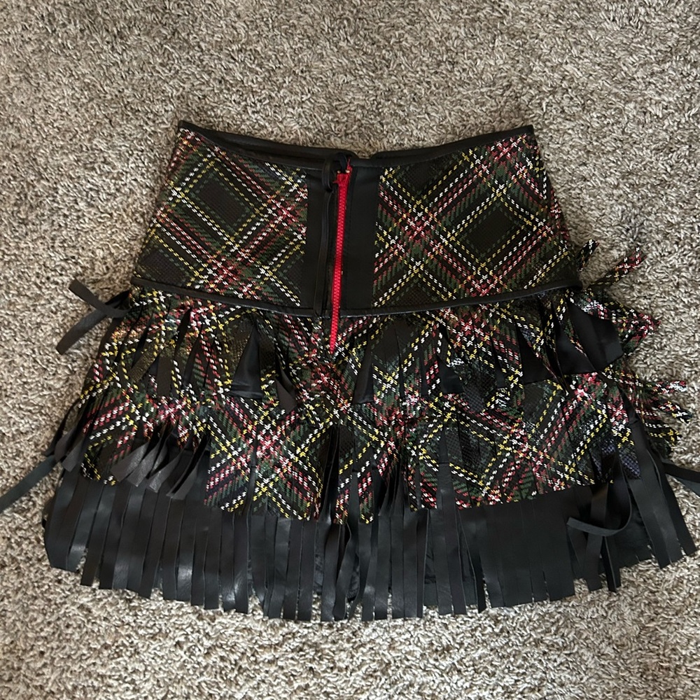 Grow beans Plaid Fringe Skirt